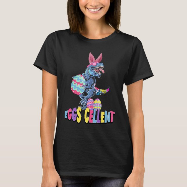 Camiseta Easter Dinosaur Bunny rex Boys Girls Kids Eggs Cel (Frente)