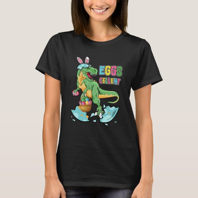 Camiseta Easter Dinosaur Bunny rex Boys Girls Kids Eggs Cel (Frente)