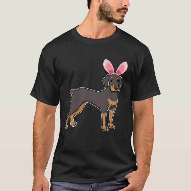 Camiseta Easter Egg Hunt Bunny Ear Doberman Easter Day 2023 (Frente)