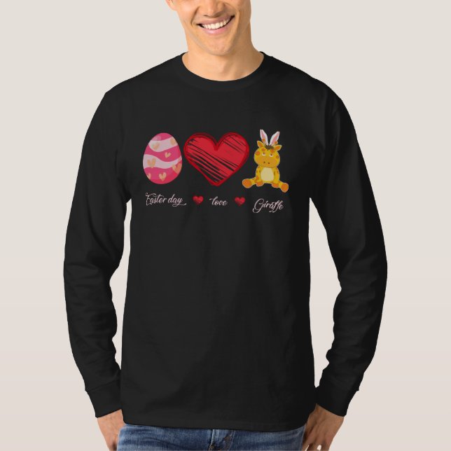 Camiseta Easter Egg Love Giraffe Bunny Animal Pet  Day (Frente)