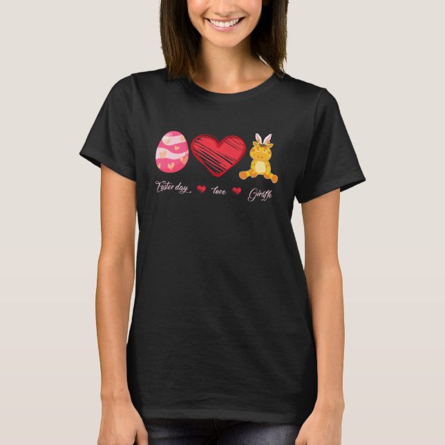 Camiseta Easter Egg Love Giraffe Bunny Animal Pet  Day (Frente)