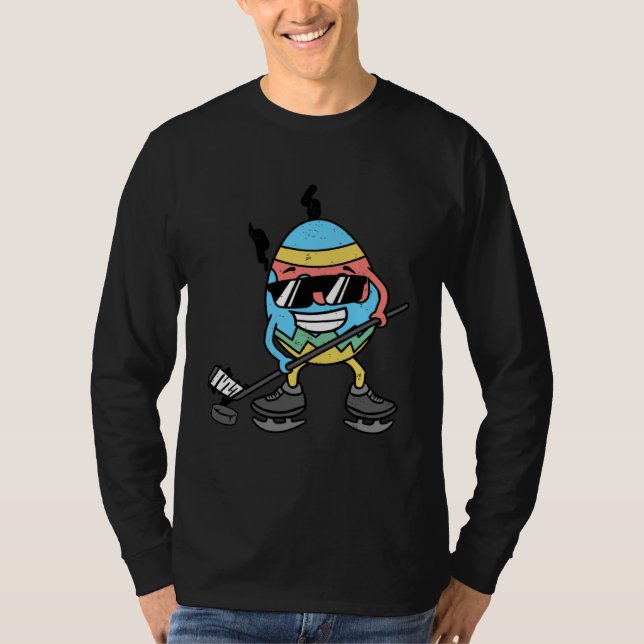 Camiseta Easter Egg Playing Ice Hockey Cute Sports Men Boys (Frente)