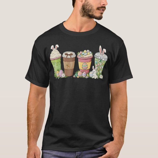 Camiseta Easter Eggs Coffee Bunny Cups Latte Iced Cream (Frente)