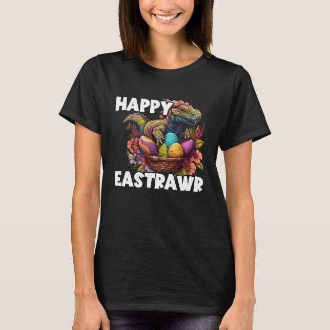 Camiseta Easter Eggs Rex Dino Happy Easter Day Happy Easter (Frente)