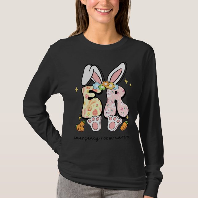 Camiseta Easter ER Nurse Bunny Emergency Room Nurse Happy E (Frente)