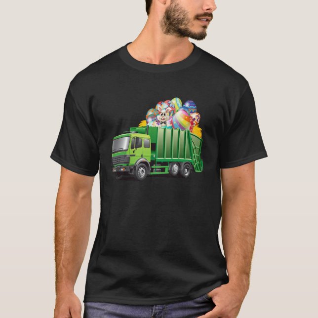 Camiseta Easter Garbage Truck Eggs Funny Easter Day For Boy (Frente)