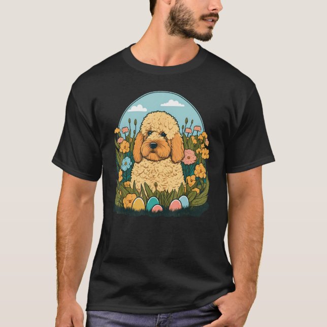Camiseta Easter Goldendoodle Bunny Eggs Dog on Easter Golde (Frente)