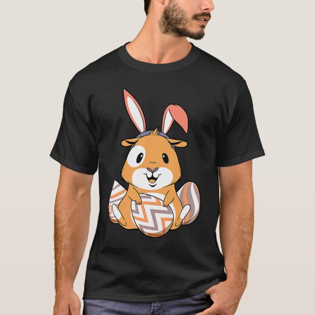 Camiseta Easter Guinea Pig With Bunny Ears & Eggs   Easter (Frente)