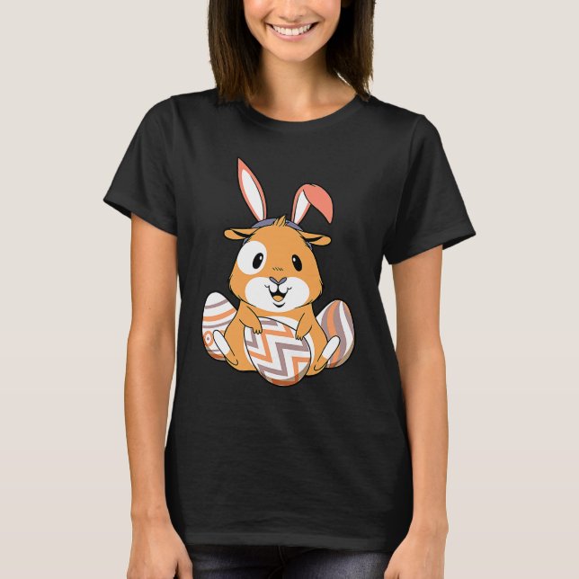 Camiseta Easter Guinea Pig With Bunny Ears & Eggs   Easter (Frente)
