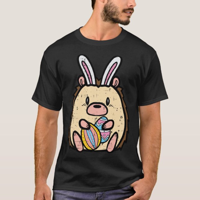 Camiseta Easter Hedgehog Bunny Cute Egg Hunt Boys Girls Kid (Frente)