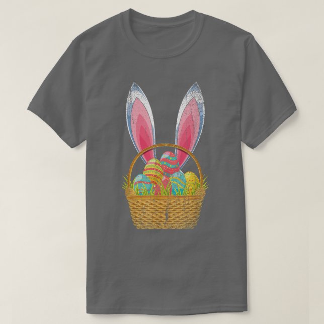 Camiseta Easter Holiday Easter Eggs Basket Rabbit Ears Happ (Frente do Design)