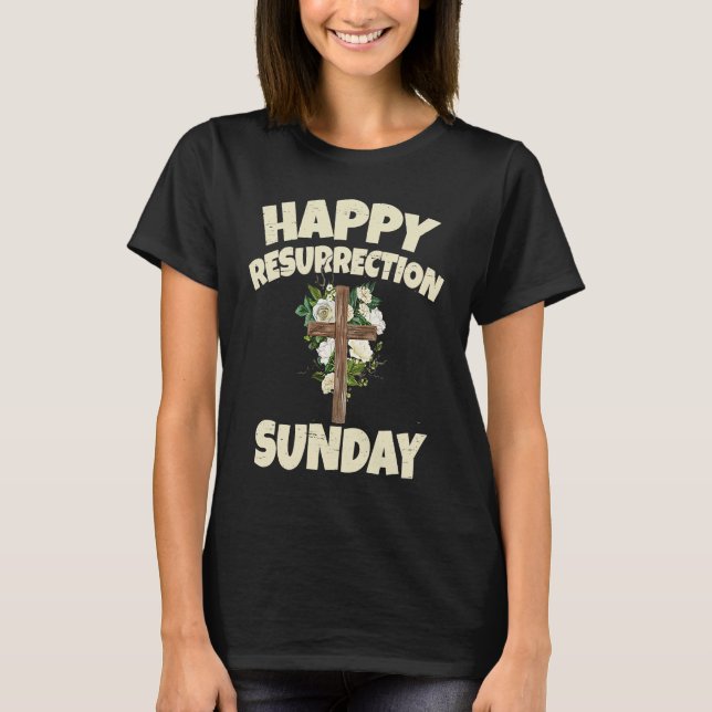 Camiseta Easter Jesus Happy Resurrection Sunday Egg Rabbit  (Frente)