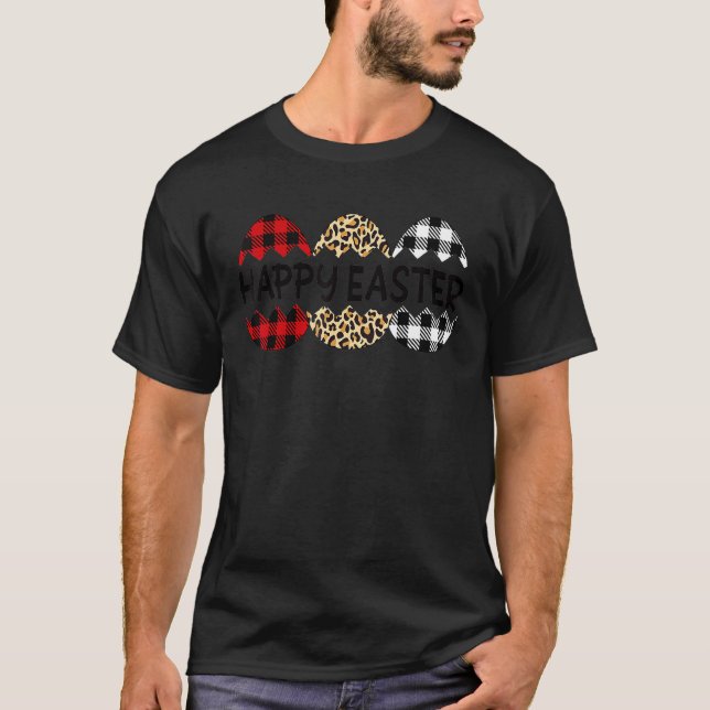Camiseta Easter Leopard Three Eggs Easter Happy Easter Day (Frente)