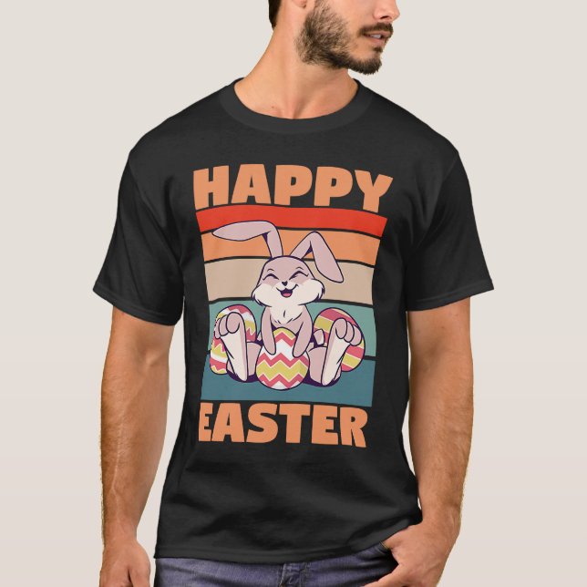 Camiseta Easter Little Rabbit with painted Eggs (Frente)