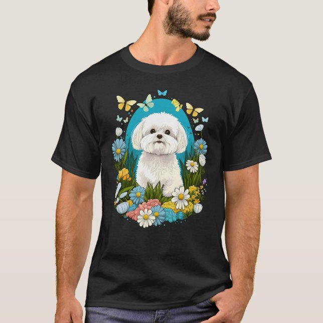 Camiseta Easter Maltese dog Bunny Eggs Dog on Easter Maltes (Frente)