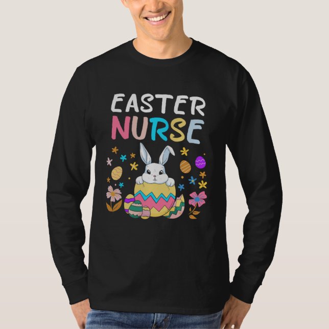 Camiseta Easter Nurse Happy Easter Day Women Men Rabbit Bun (Frente)