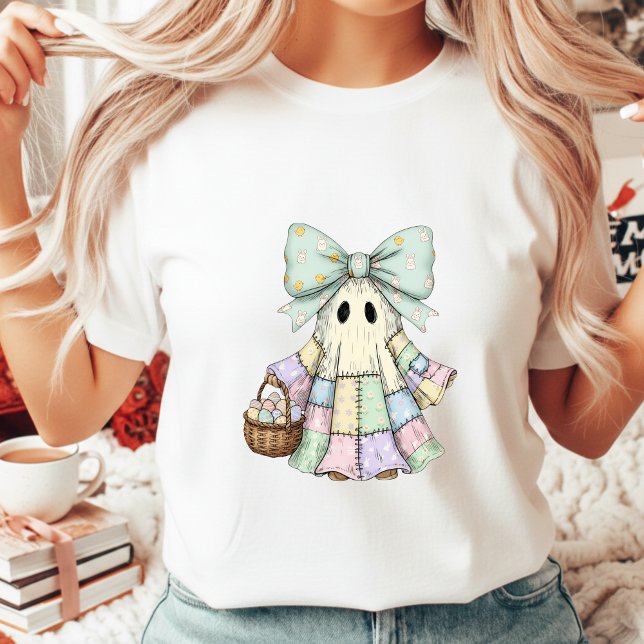 Camiseta Easter Patchwork Ghost Coquette Bow Goth (Criador carregado)