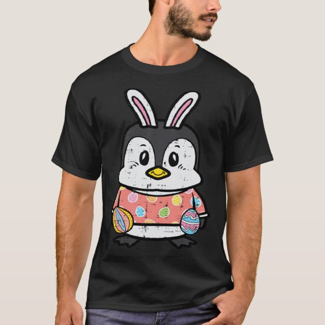 Camiseta Easter Penguin Bunny Rabbit Spring Men Women Kids  (Frente)