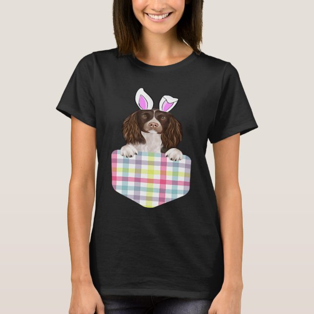 Camiseta Easter Plaid English Springer Spaniel Bunny Dog In (Frente)