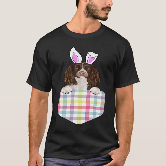 Camiseta Easter Plaid English Springer Spaniel Bunny Dog In (Frente)