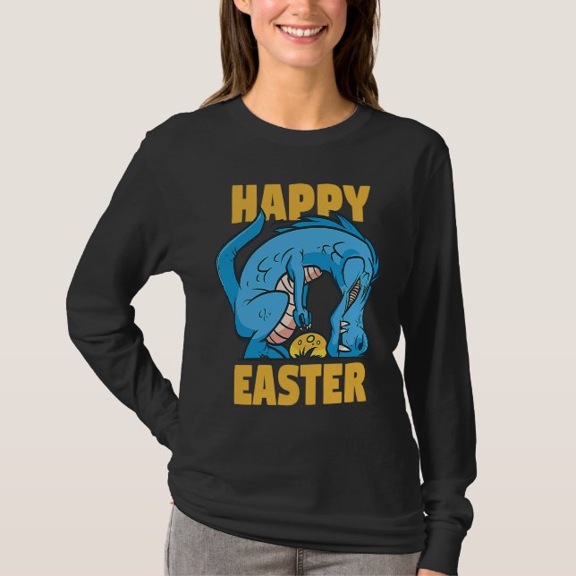 Camiseta Easter Rex tries to pick up Eggs  Grumpy Animal (Frente)