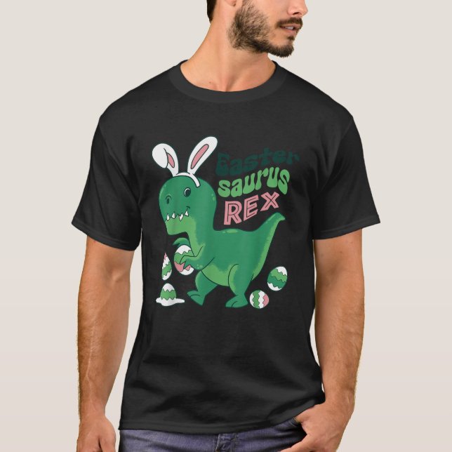 Camiseta Easter Saurus Rex Eggs Bunny T Rex Dinosaur Boys G (Frente)