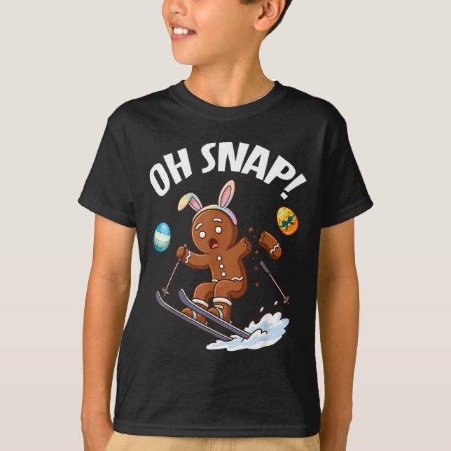 Camiseta Easter Skiing Gingerbread Man Oh Snap Broken Arm P (Frente)