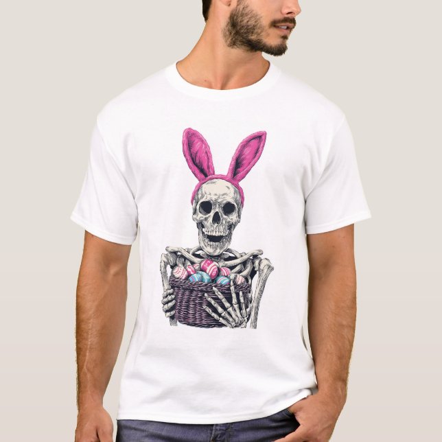Camiseta Easter Skull � Funny Bunny Skeleton (Frente)