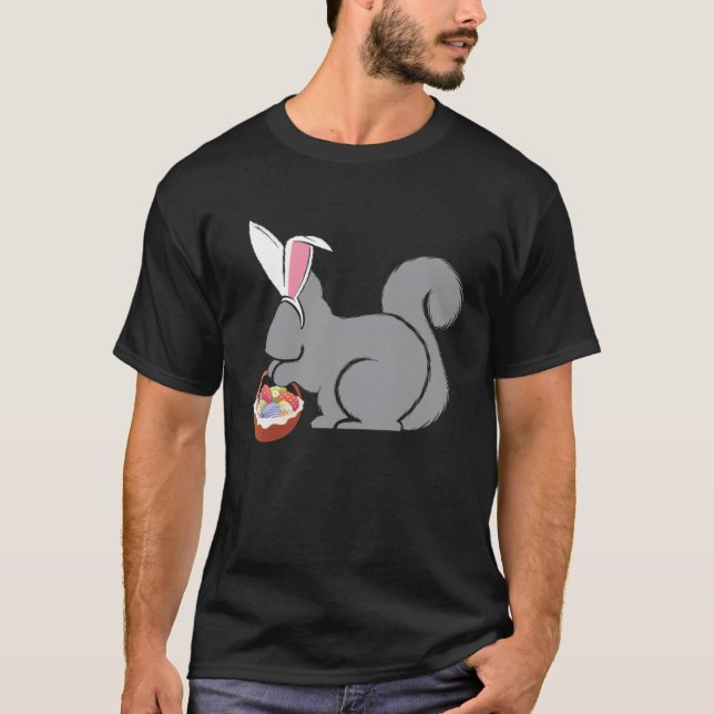 Camiseta Easter Squirrel  Bunny Basket Egg Hunting Spring (Frente)