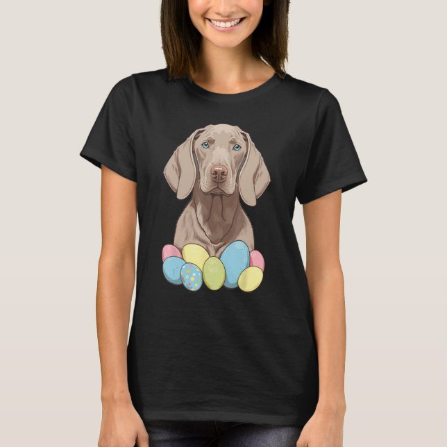 Camiseta Easter Weimaraner Bunny Eggs Dog on Easter Weimara (Frente)
