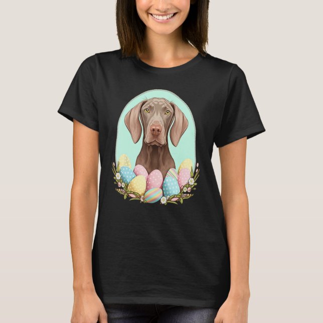 Camiseta Easter Weimaraner Bunny Eggs Dog on Easter Weimara (Frente)