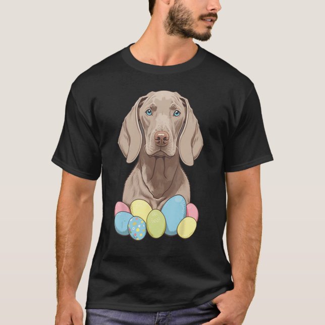 Camiseta Easter Weimaraner Bunny Eggs Dog on Easter Weimara (Frente)