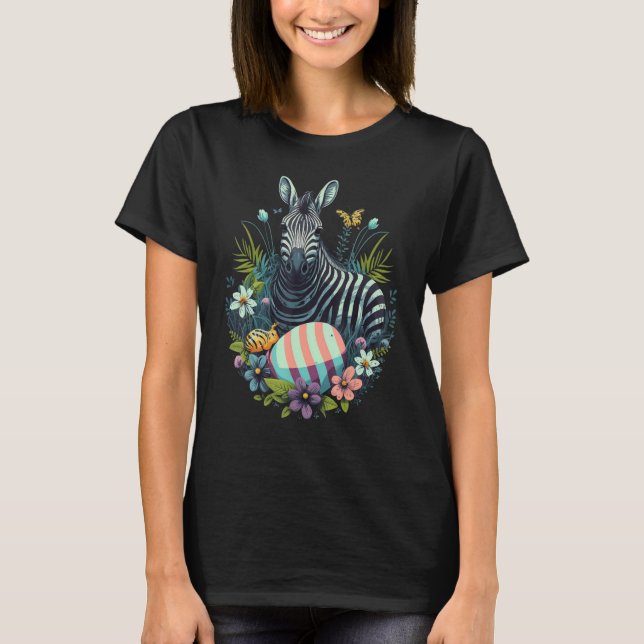 Camiseta Easter Zebra Bunny Eggs on Easter Zebra (Frente)