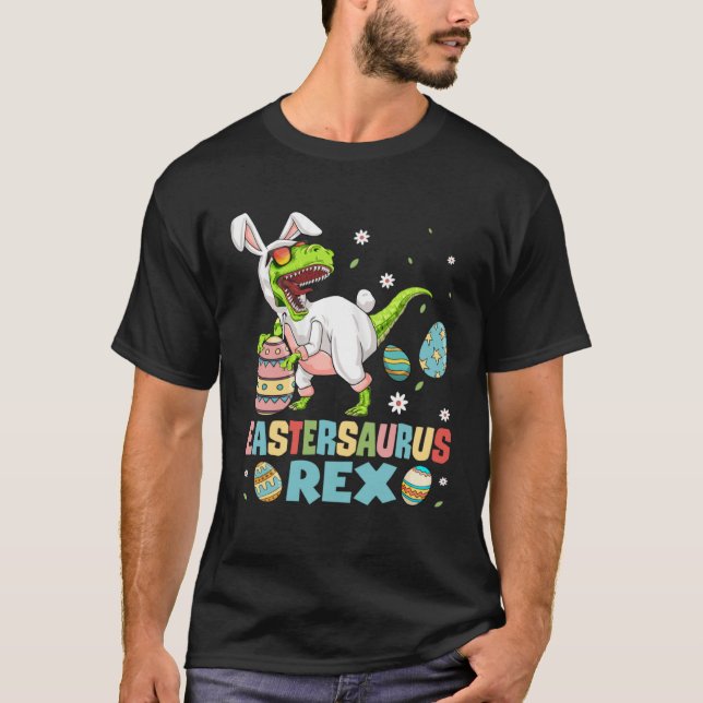 Camiseta Eastersaurus Rex Trex Easter Bunny Dino Boys Kids  (Frente)