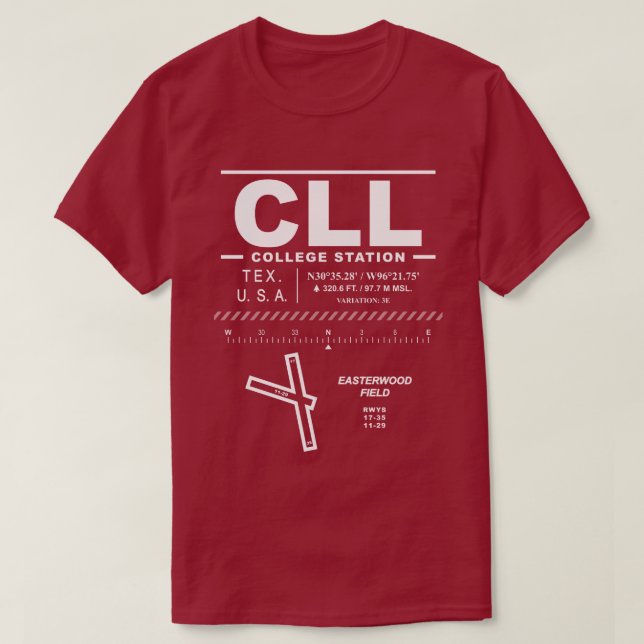 Camiseta Easterwood Field Airport CLL (Frente do Design)
