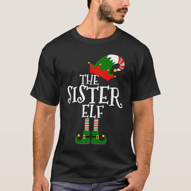 Camiseta Easy The Sister Elf Costume Matching Family Group  (Frente)