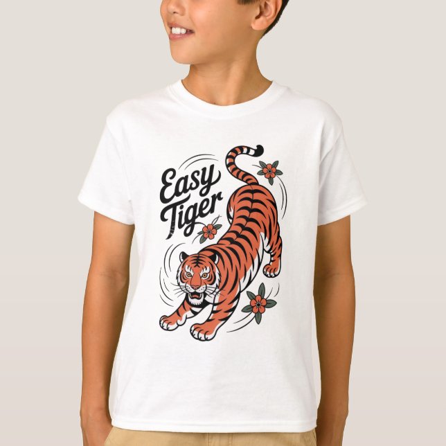 Camiseta Easy Tiger Tattoo Style Graphic Tee | Traditional  (Frente)