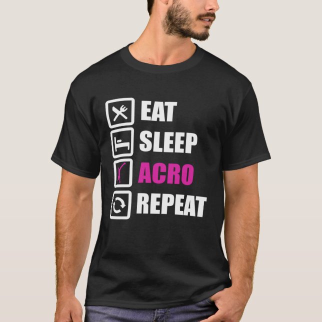 Camiseta Eat Sleep Acro Repeat for Gymnastics (Frente)