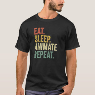 Camiseta Eat Sleep Animate Repetir Animador de Animação Vin
