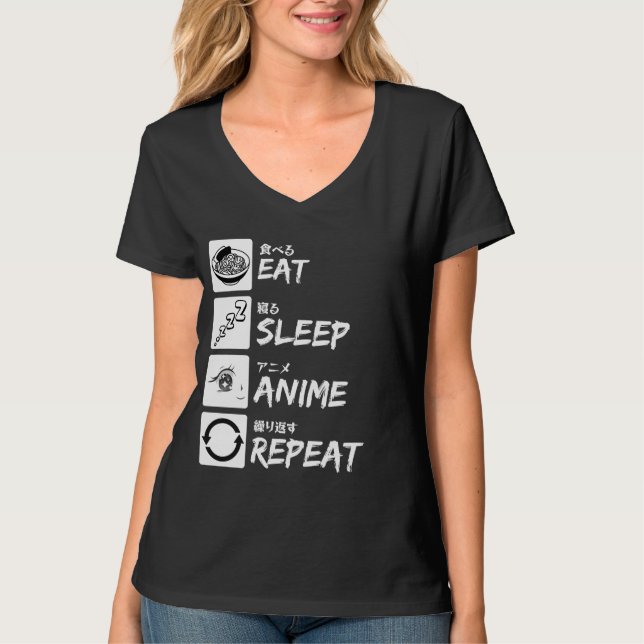 CAMISETA EAT SLEEP ANIME REPEAT (Frente)