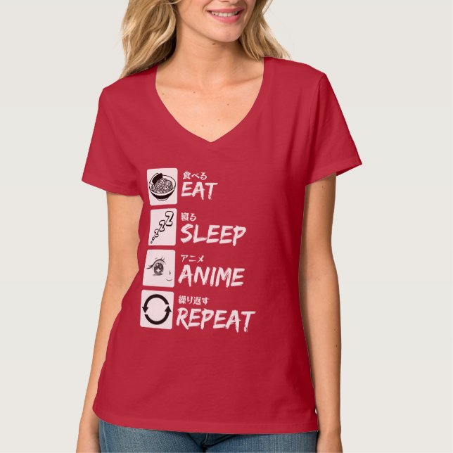 CAMISETA EAT SLEEP ANIME REPEAT (Frente)