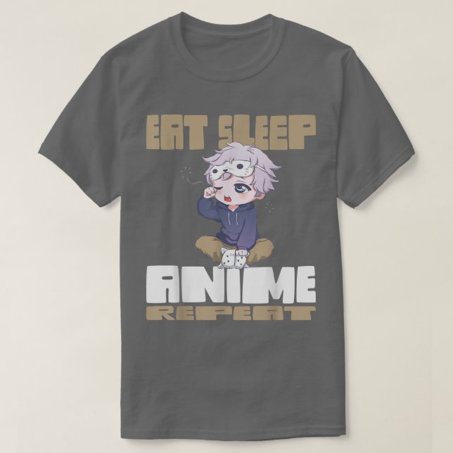 Camiseta Eat Sleep Anime Repeat  (Frente do Design)