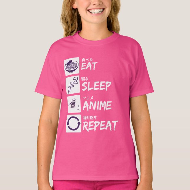 CAMISETA EAT SLEEP ANIME REPEAT (Frente)