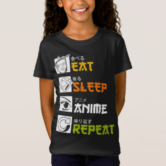 Camiseta eat sleep anime repeat |funny japanese manga