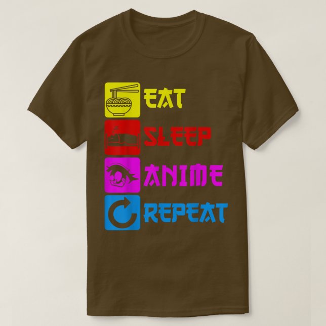 Camiseta Eat Sleep Anime Repeat  Manga Japan Saying Cosplay (Frente do Design)