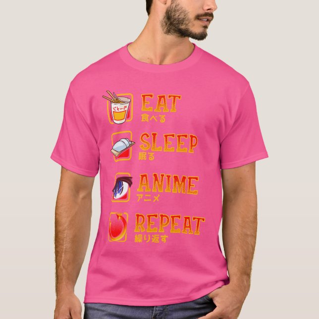 Camiseta Eat Sleep Anime Repeat Ramen Manga Japanese Cospla (Frente)