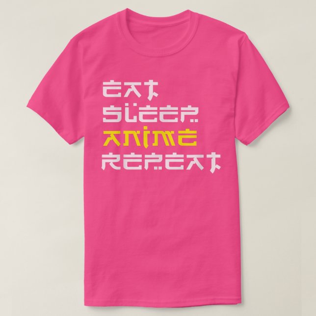 Camiseta Eat Sleep Anime Repete a Design de um mangá japonê (Frente do Design)