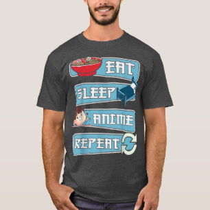 Camiseta Eat Sleep Anime Repete Anime Manga Kawaii Japão