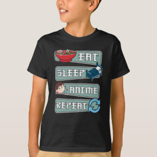 Camiseta Eat Sleep Anime Repete Japonês   Kawaii Design