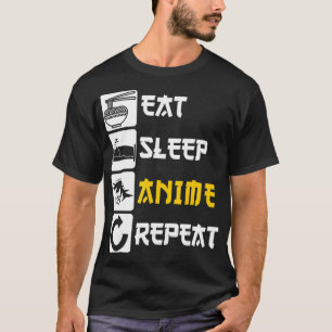 Camiseta Eat Sleep Anime Repete Manga Japão Dizendo Cosplay